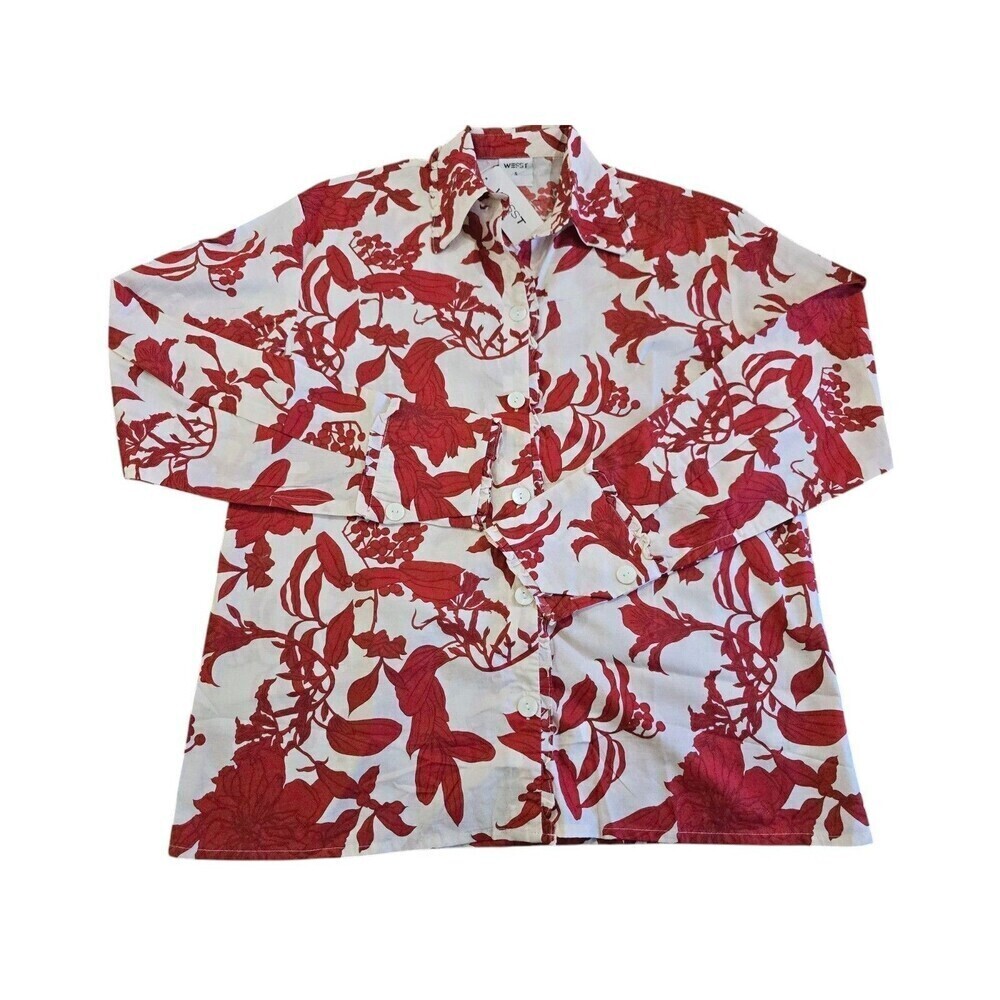 White & Red Floral Button-Up Blouse - Picture 12 of 13